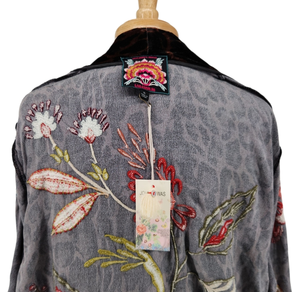 $528 Johnny Was Isabella Velvet Bishop Sleeve Kimono Coat Size XL - Picture 12 of 14